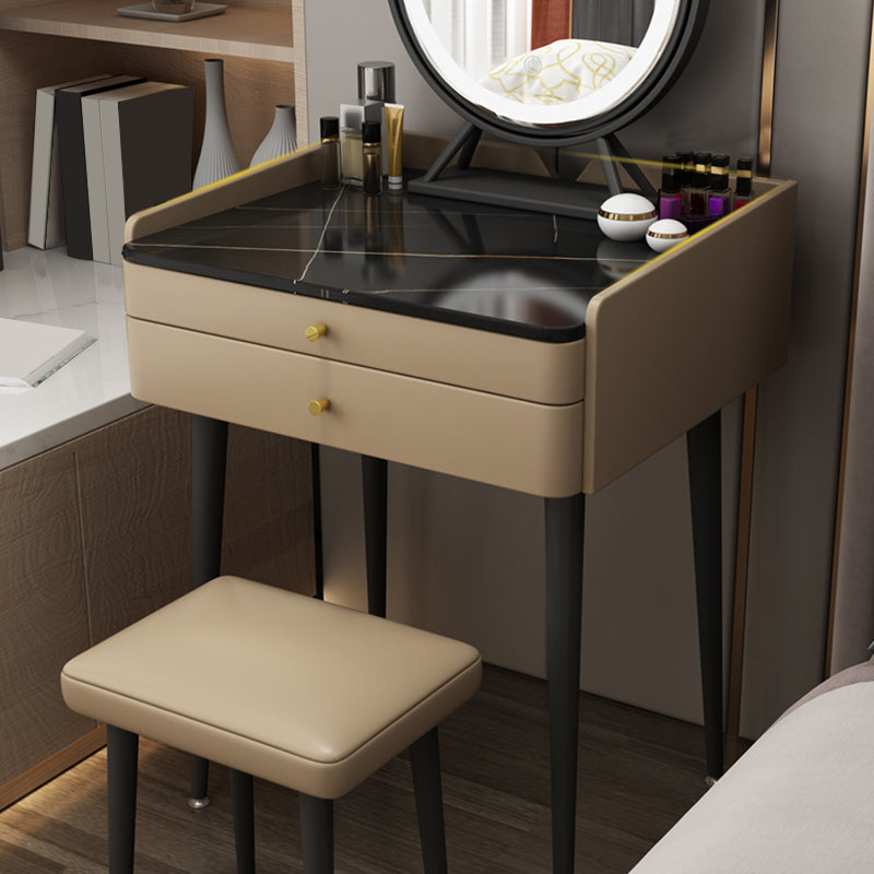 23.62" Wide Stone Vanity Table Modern Makeup Vanity Table Set with Storage Drawers