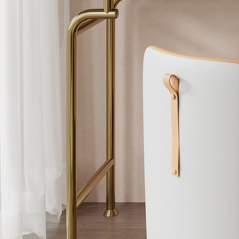 White Glam Vanity Dressing Table Set with Stool & 5 Storage Drawers