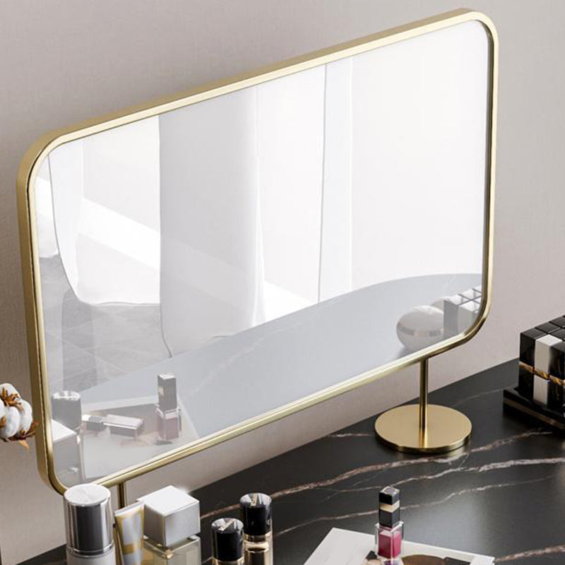 2 Storage Drawers Vanity Table Modern Stone Dressing Table with Mirror and Stool