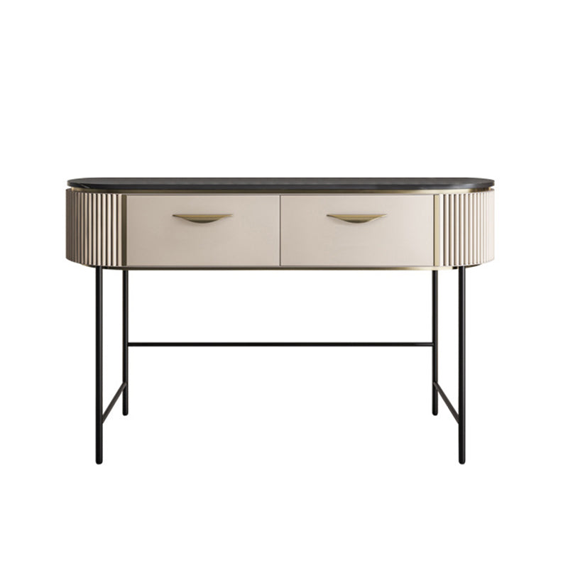 2 Storage Drawers Vanity Table Modern Stone Dressing Table with Mirror and Stool