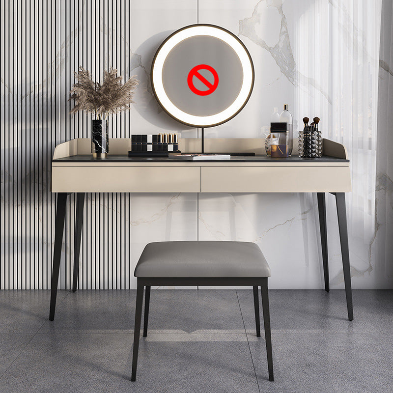 Contemporary Stone Top Vanity Set 2 Storage Drawers With Stool - 33.46" H