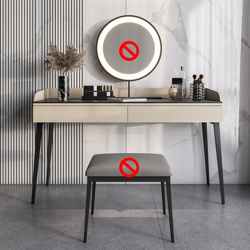 Contemporary Stone Top Vanity Set 2 Storage Drawers With Stool - 33.46" H