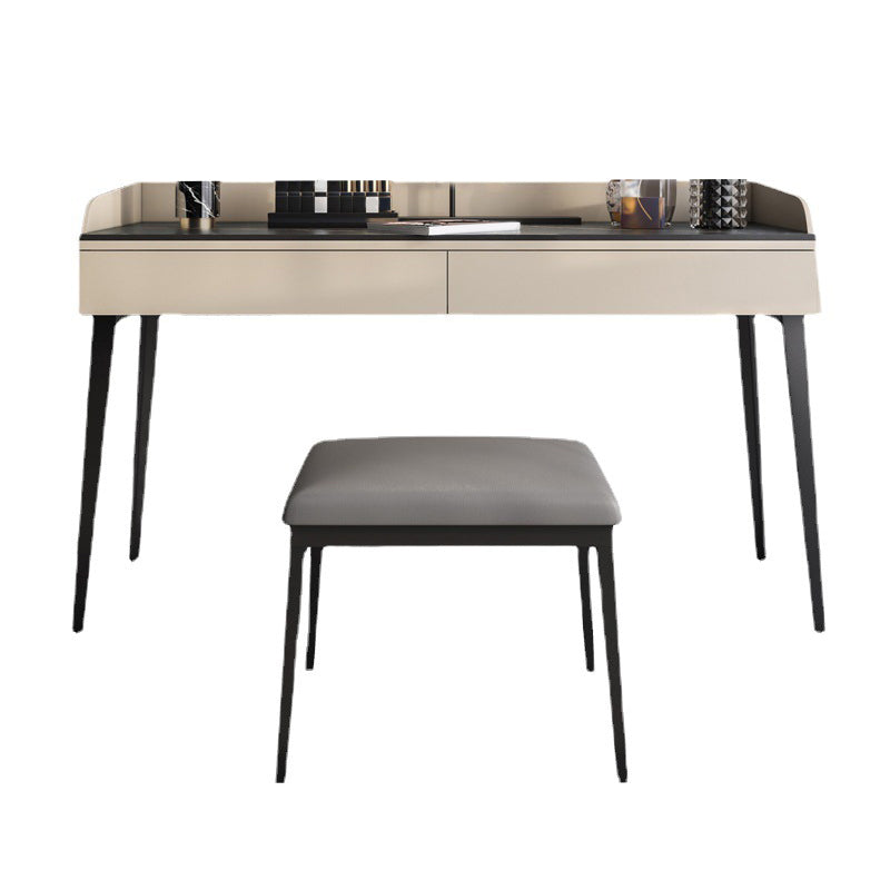 Contemporary Stone Top Vanity Set 2 Storage Drawers With Stool - 33.46" H