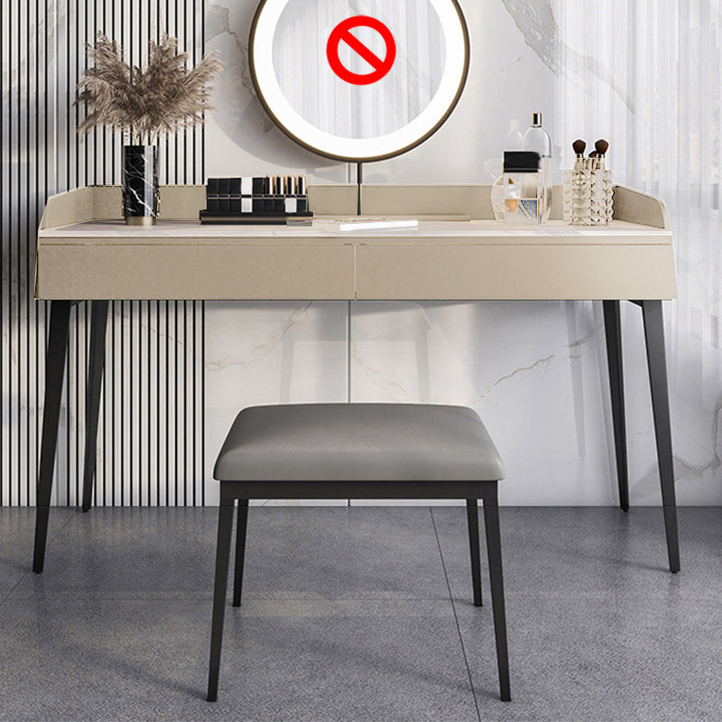 Contemporary Stone Top Vanity Set 2 Storage Drawers With Stool - 33.46" H