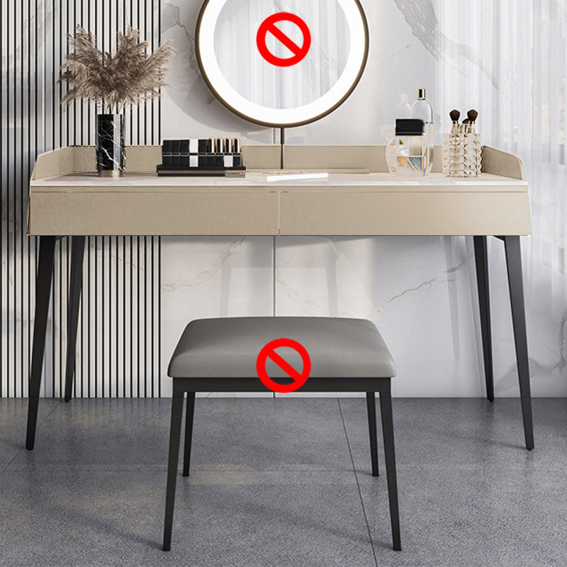 Contemporary Stone Top Vanity Set 2 Storage Drawers With Stool - 33.46" H