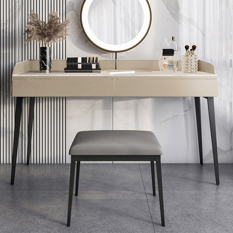 Contemporary Stone Top Vanity Set 2 Storage Drawers With Stool - 33.46" H