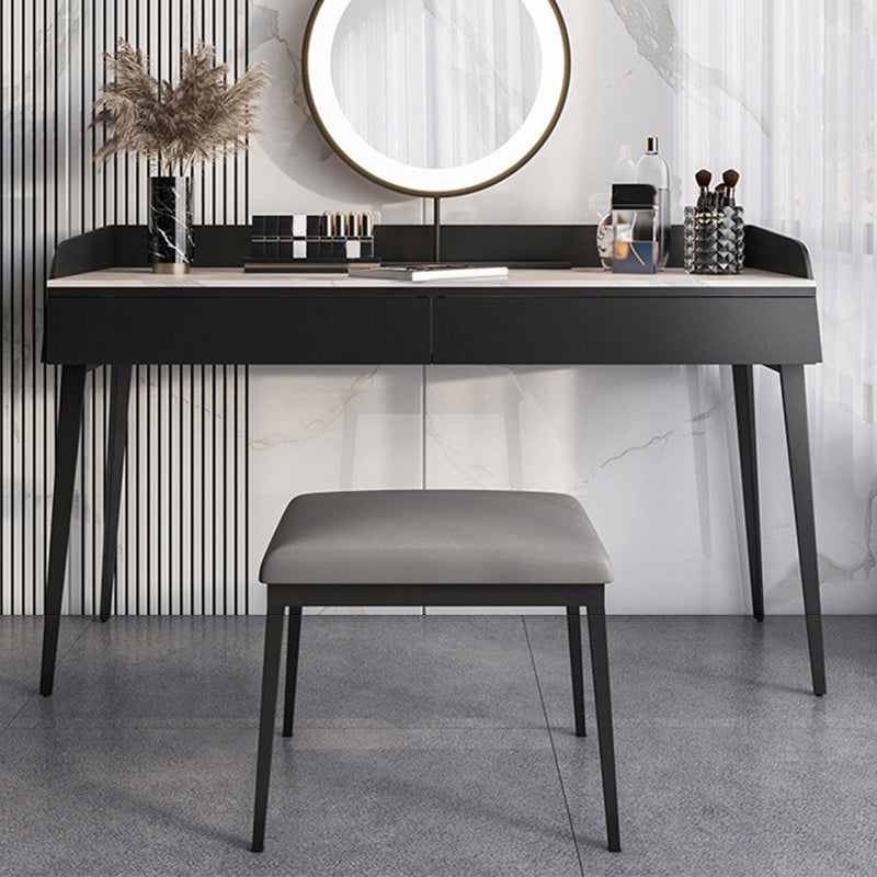 Contemporary Stone Top Vanity Set 2 Storage Drawers With Stool - 33.46" H