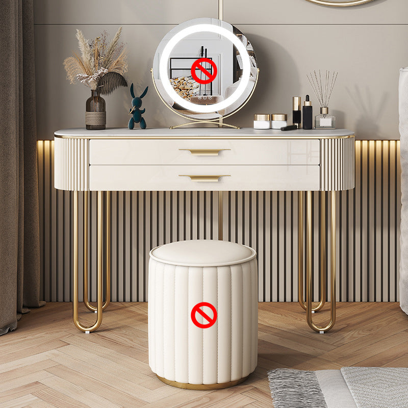 2 Drawers Makeup Table Desk Vanity for Women with Stool- 17.72" D