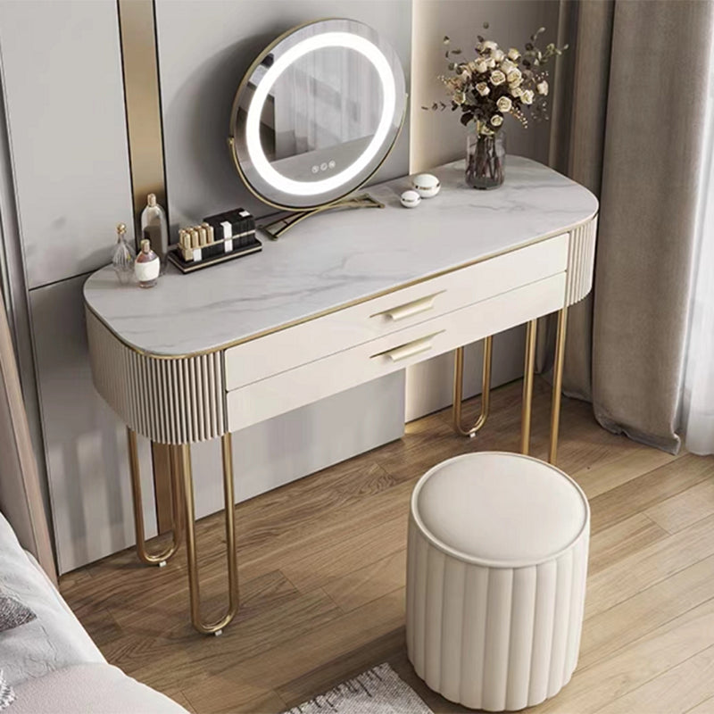 2 Drawers Makeup Table Desk Vanity for Women with Stool- 17.72" D