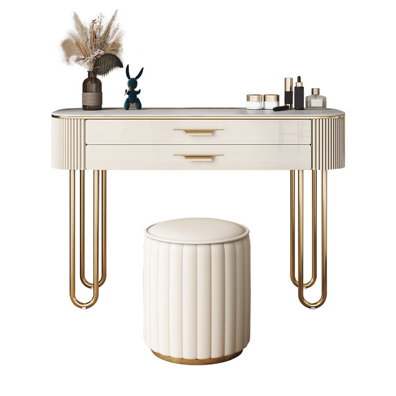 2 Drawers Makeup Table Desk Vanity for Women with Stool- 17.72" D