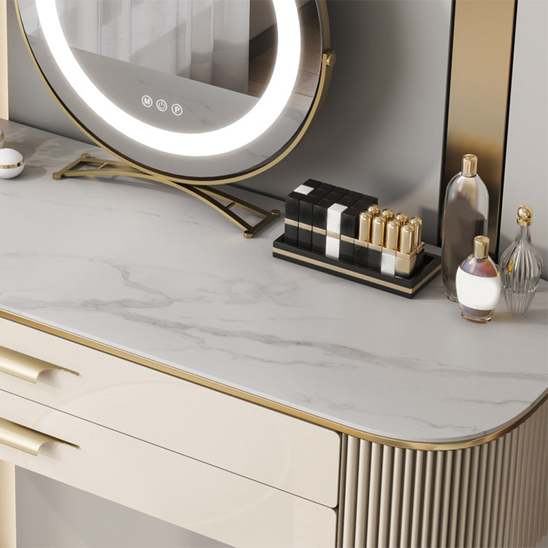 2 Drawers Makeup Table Desk Vanity for Women with Stool- 17.72" D