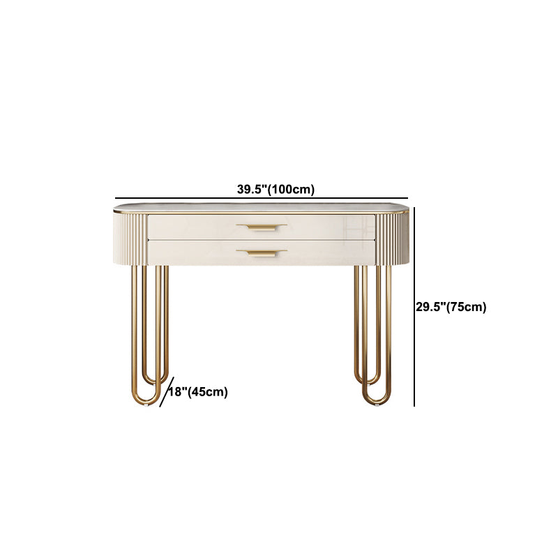 2 Drawers Makeup Table Desk Vanity for Women with Stool- 17.72" D