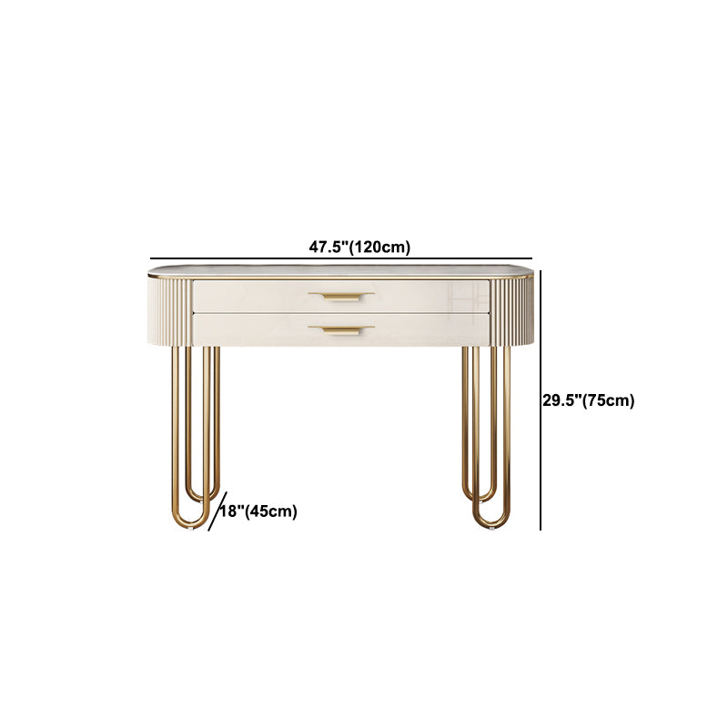 2 Drawers Makeup Table Desk Vanity for Women with Stool- 17.72" D