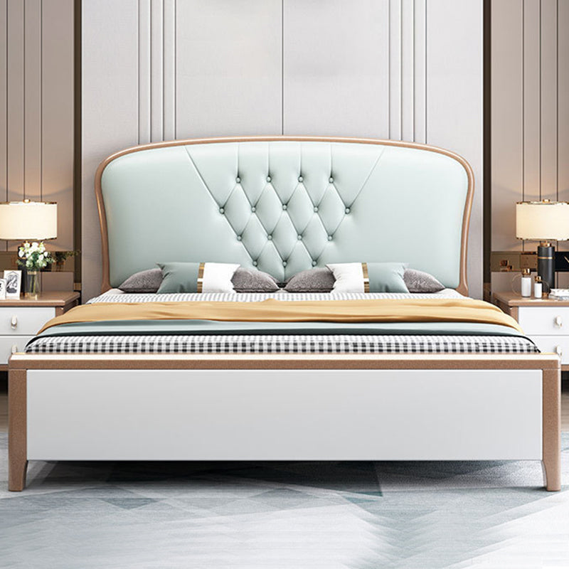 Contemporary Panel Bed Wood and Upholstered Bed Frame, 51" Tall