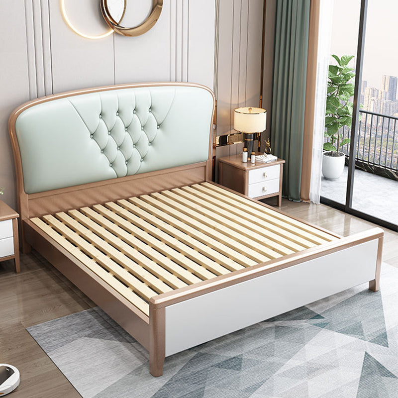 Contemporary Panel Bed Wood and Upholstered Bed Frame, 51" Tall