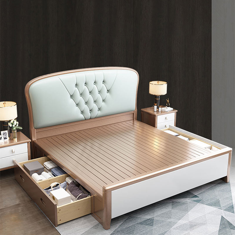 Contemporary Panel Bed Wood and Upholstered Bed Frame, 51" Tall