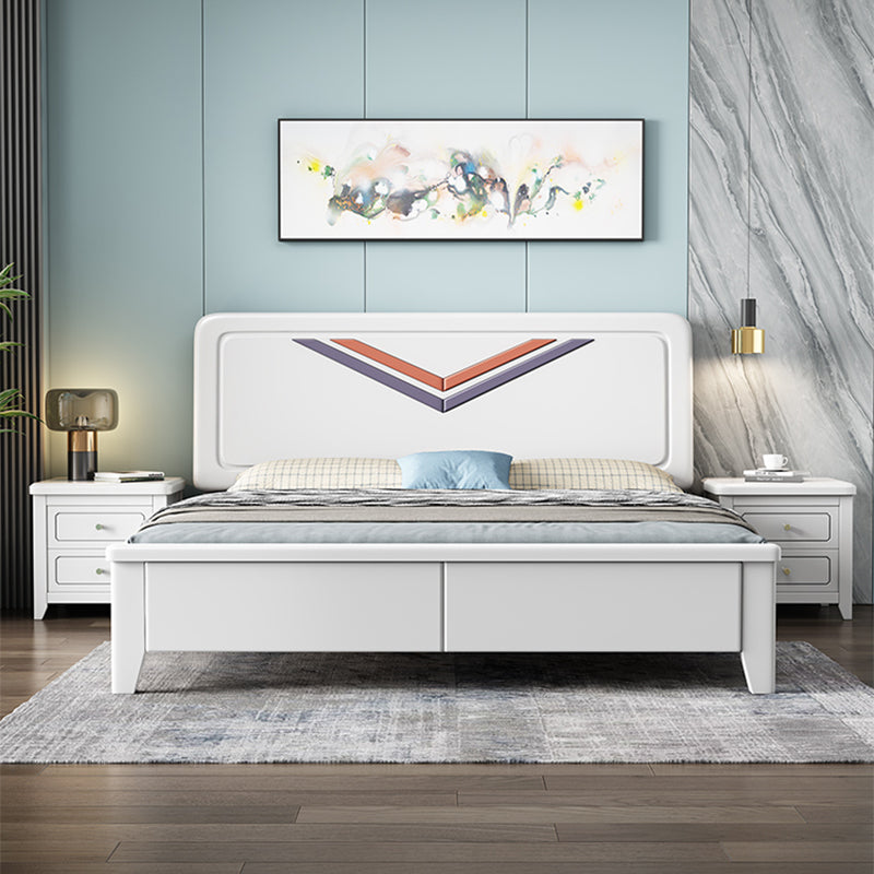 Contemporary Standard Bed Solid Wood Panel Bed with Headboard