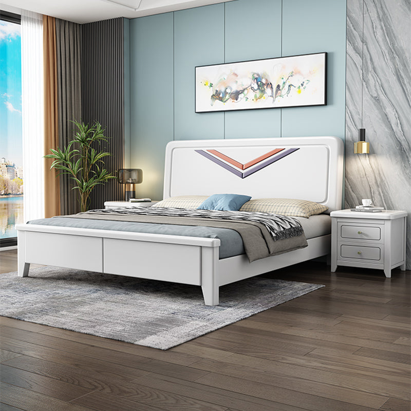 Contemporary Standard Bed Solid Wood Panel Bed with Headboard