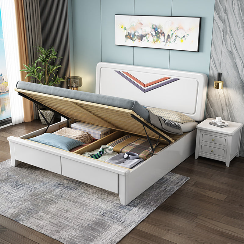 Contemporary Standard Bed Solid Wood Panel Bed with Headboard