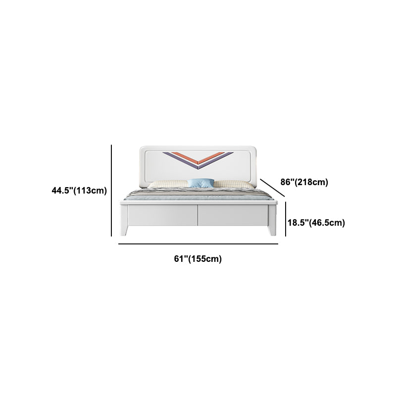 Contemporary Standard Bed Solid Wood Panel Bed with Headboard