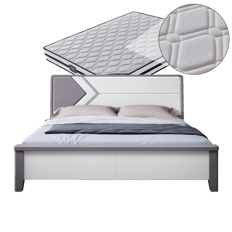 Contemporary Wooden Panel Bed with Rectangular Headboard, 43.3" Tall