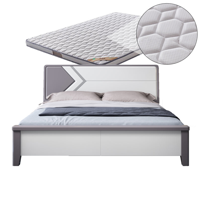 Contemporary Wooden Panel Bed with Rectangular Headboard, 43.3" Tall