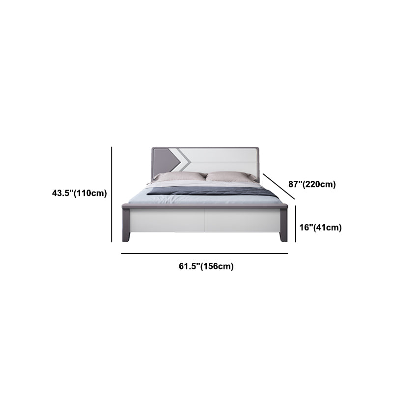 Contemporary Wooden Panel Bed with Rectangular Headboard, 43.3" Tall