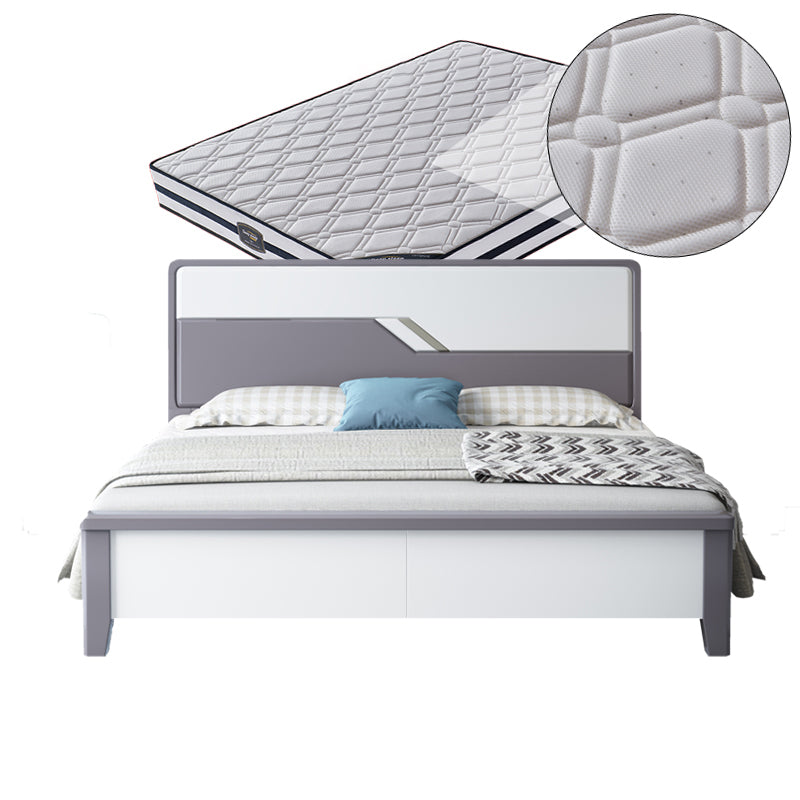 43.3" Tall Contemporary Standard Bed with Headboard, Solid Wood Panel Bed