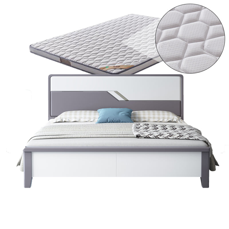 43.3" Tall Contemporary Standard Bed with Headboard, Solid Wood Panel Bed