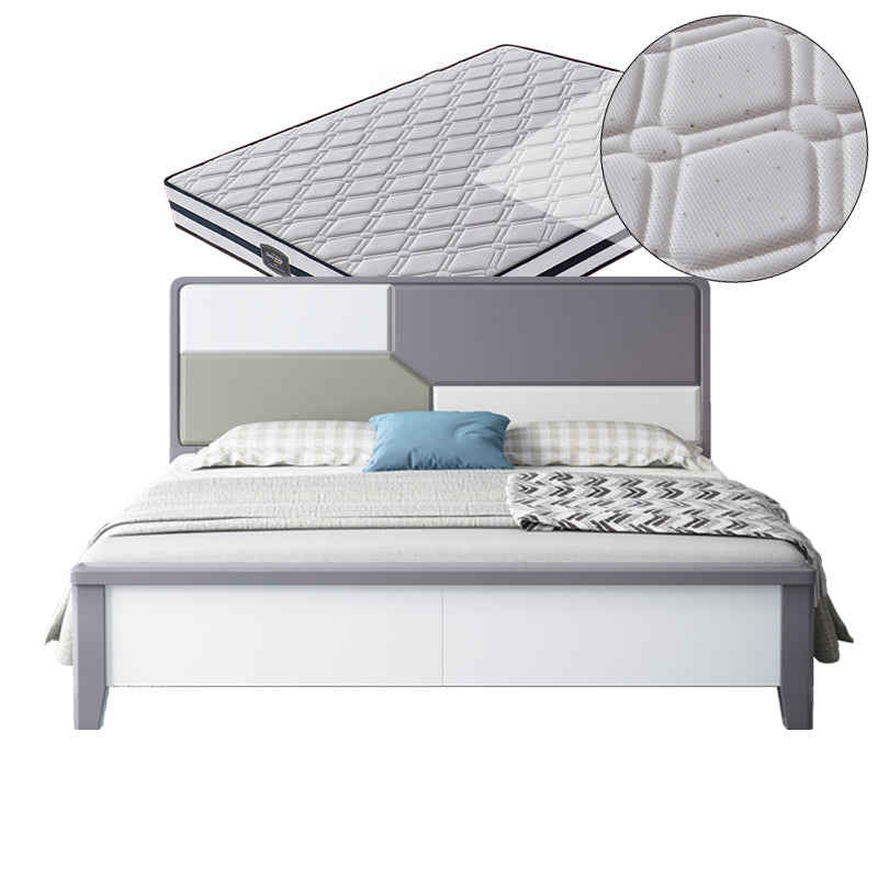 43.3" Tall Solid Wood Panel Bed Contemporary Bed Frame with Headboard