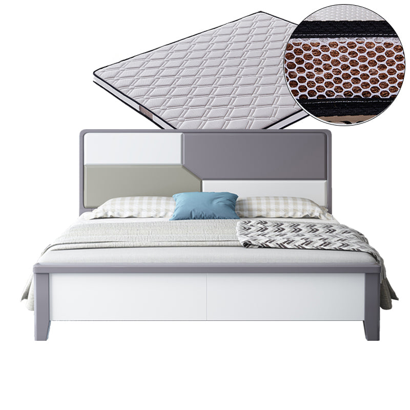 43.3" Tall Solid Wood Panel Bed Contemporary Bed Frame with Headboard