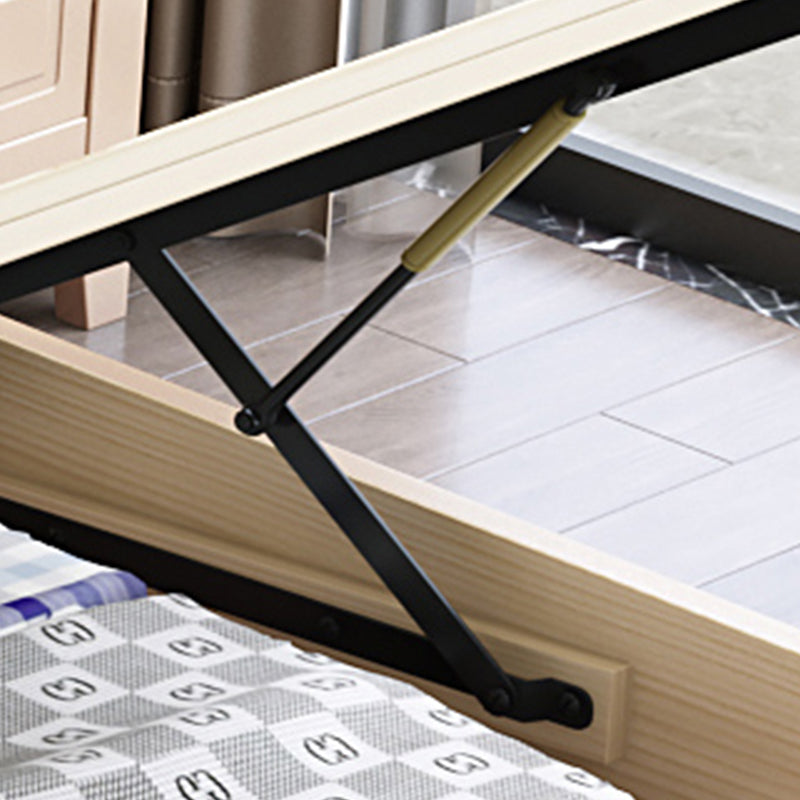 Contemporary 57" Tall Panel Bed with Upholstered Headboard, Solid Wood Bed