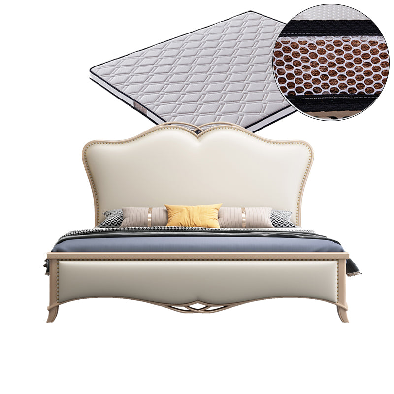 Contemporary 57" Tall Panel Bed with Upholstered Headboard, Solid Wood Bed