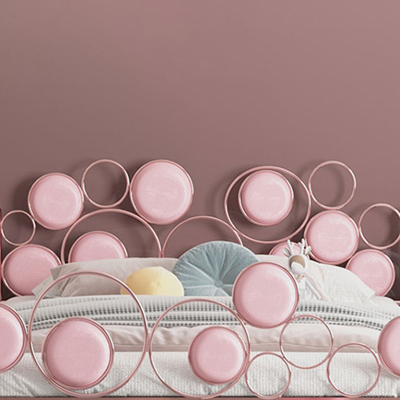 Glam Standard Bed Metallic Open-Frame Bed with Upholstered Headboard