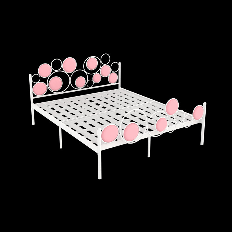 Glam Standard Bed Metallic Open-Frame Bed with Upholstered Headboard