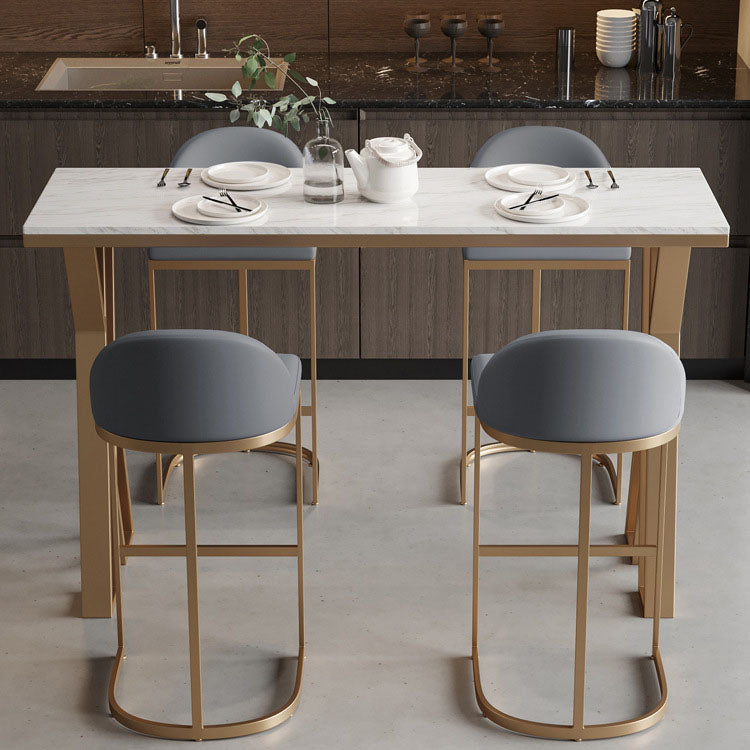 Glam Style Bar Table Set 1/2/5 Pieces Rectangle Bar Table with Metal High Stools for Home