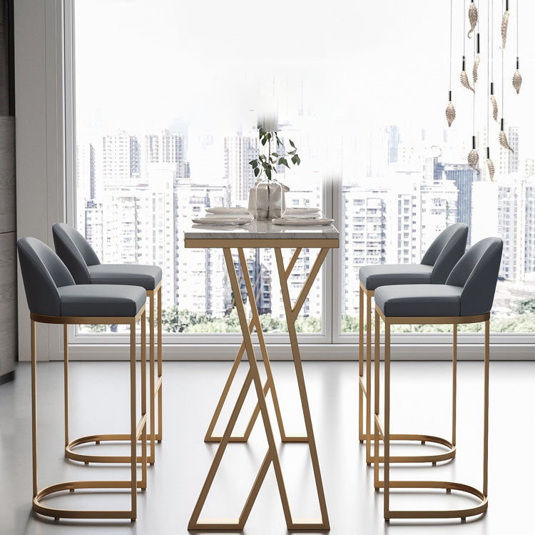 Glam Style Bar Table Set 1/2/5 Pieces Rectangle Bar Table with Metal High Stools for Home