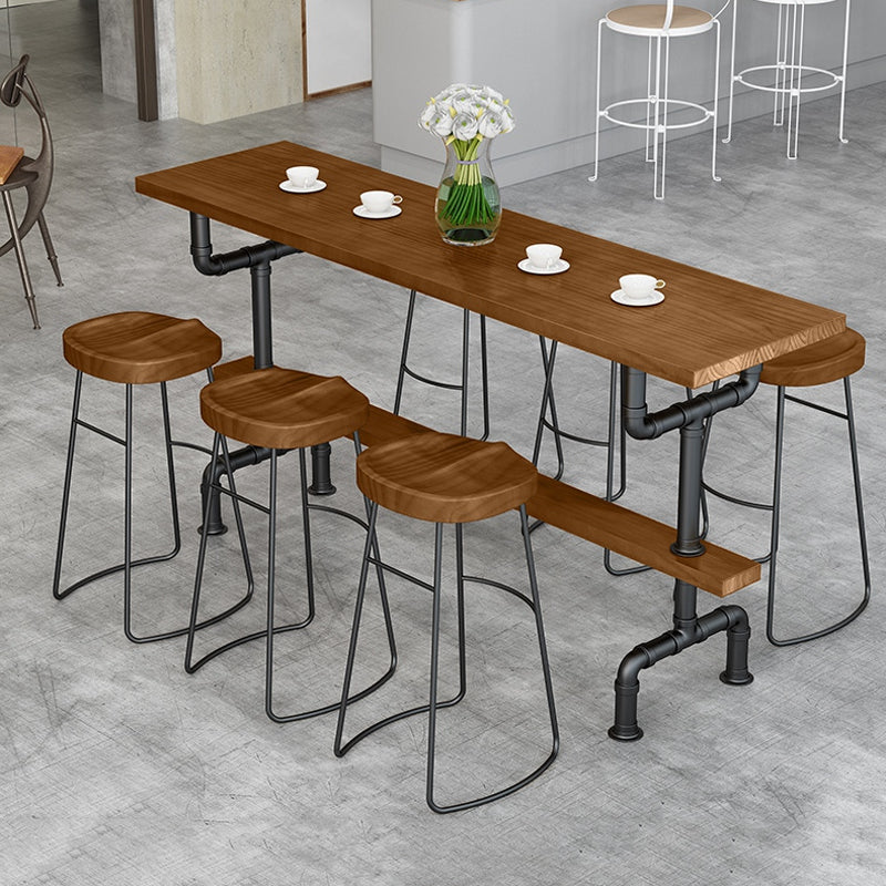 1/4/7 Pieces Modern Rectangular Pub Table Set Wooden Counter Table with Backless Stools
