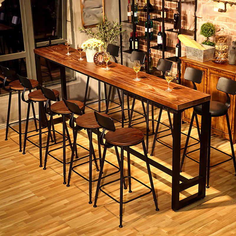 Industrial 1/2/6/11 Pieces Solid Wood Bar Table Set Fixed Counter Set