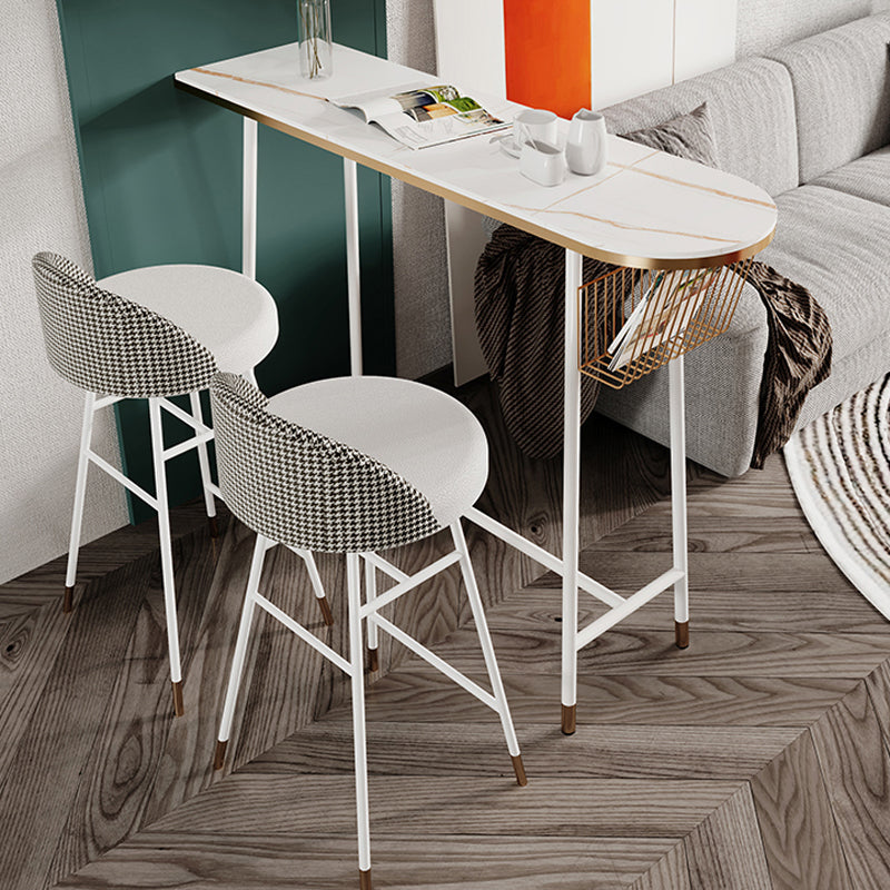 Indoor 1/2/3 Pieces Table and Stool Set Glam Trestle Stone Top Bar Table Set