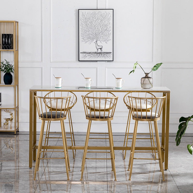 Glam 1/2/4/7 Pieces Bar Table Set Rectangle Bar Table with Metal High Stools