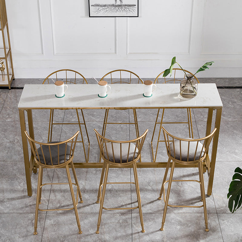 Glam 1/2/4/7 Pieces Bar Table Set Rectangle Bar Table with Metal High Stools