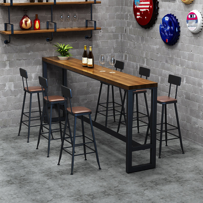 Industrial Wood Bar Table Set 1/2/7 Pieces Rectangular Counter Set for Home Use