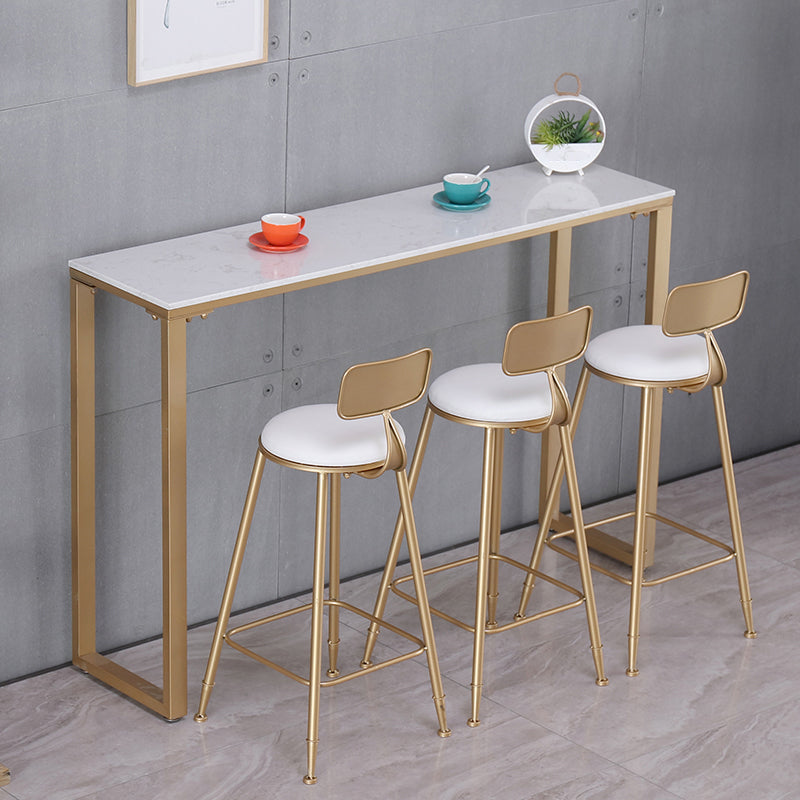 Glam Indoor 1/2/3/4/9 Pub Dining Set Pieces Rectangle White Marble Bistro Set