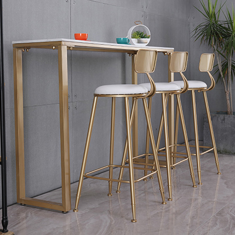 Glam Indoor 1/2/3/4/9 Pub Dining Set Pieces Rectangle White Marble Bistro Set