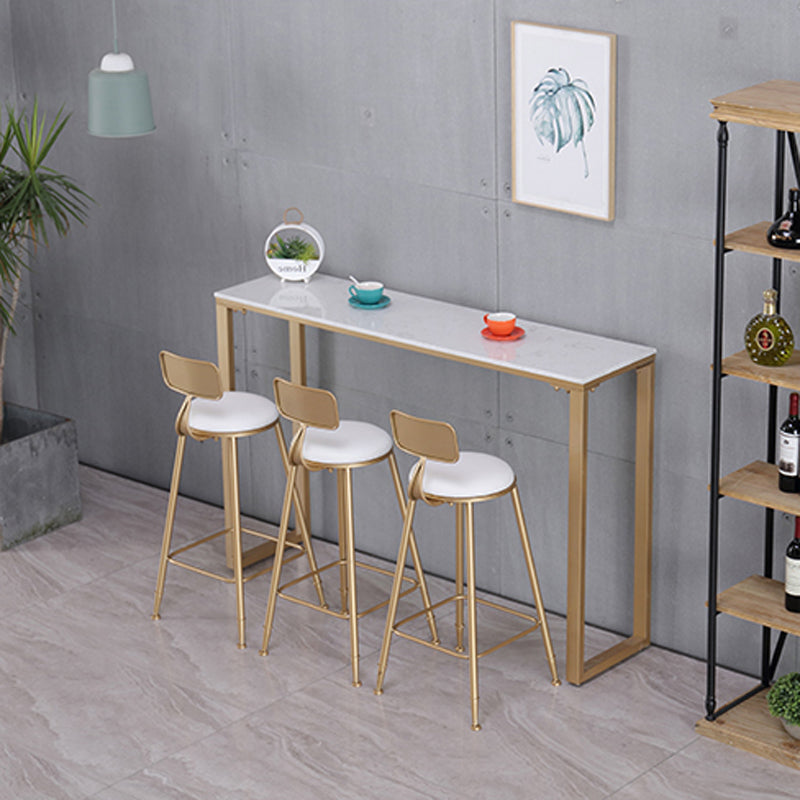 Glam Indoor 1/2/3/4/9 Pub Dining Set Pieces Rectangle White Marble Bistro Set