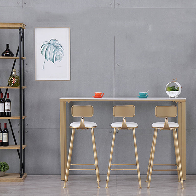 Glam Indoor 1/2/3/4/9 Pub Dining Set Pieces Rectangle White Marble Bistro Set