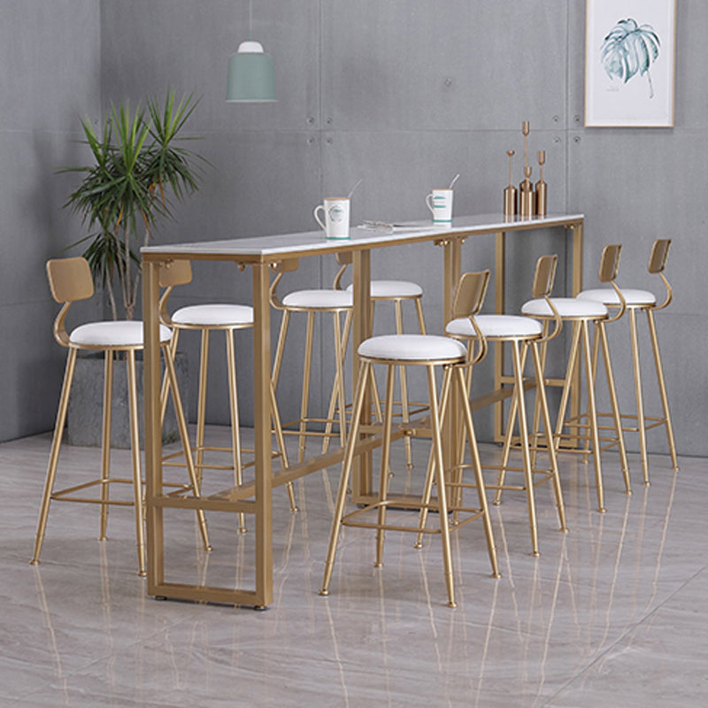 Glam Indoor 1/2/3/4/9 Pub Dining Set Pieces Rectangle White Marble Bistro Set