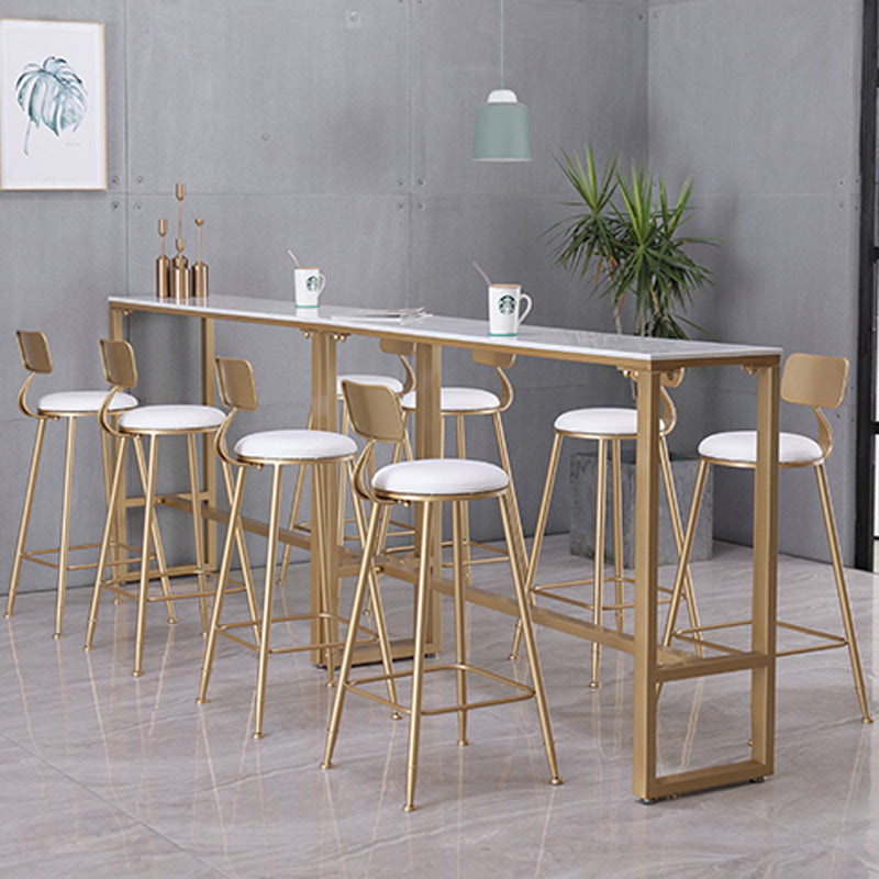 Glam Indoor 1/2/3/4/9 Pub Dining Set Pieces Rectangle White Marble Bistro Set