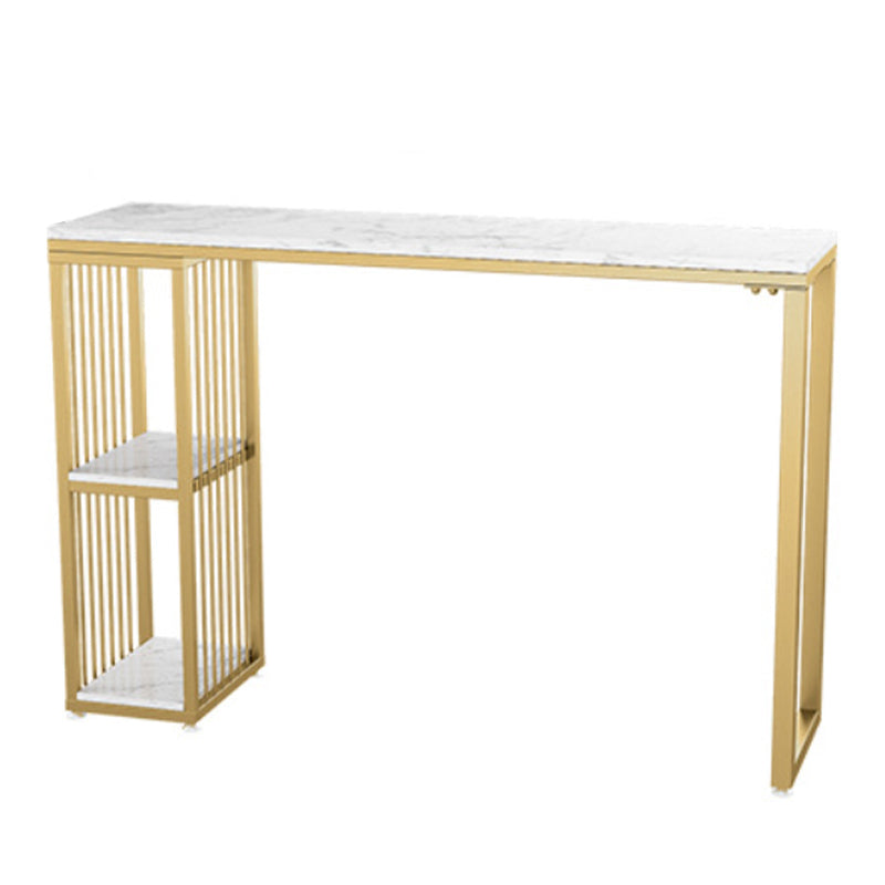 Glam 1/3 Pieces Bar Table Set Rectangle Stone Counter Table with Stools for Living Room